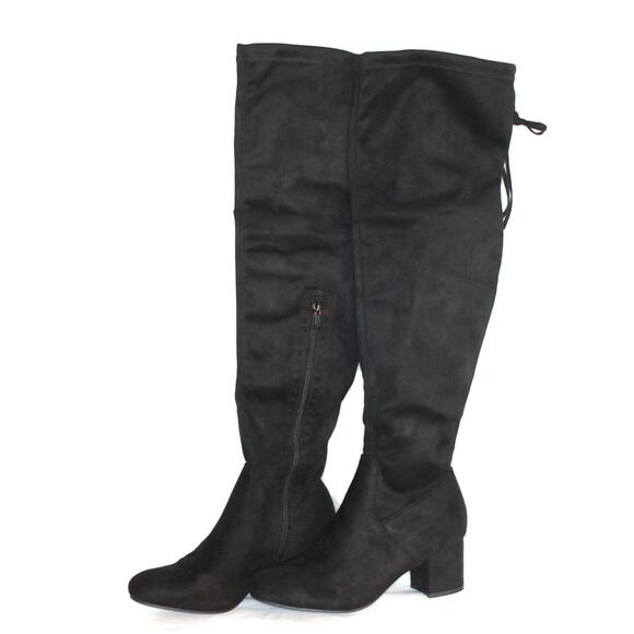 Top Moda Over The Knee Suede Boots Size 10 NWOB Low Block Heel Round Pointed Toe - Picture 2 of 5